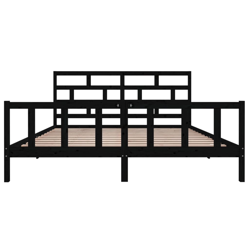 vidaXL Bed Frame without Mattress Black Solid Wood 200x200 cm (810106+814218)