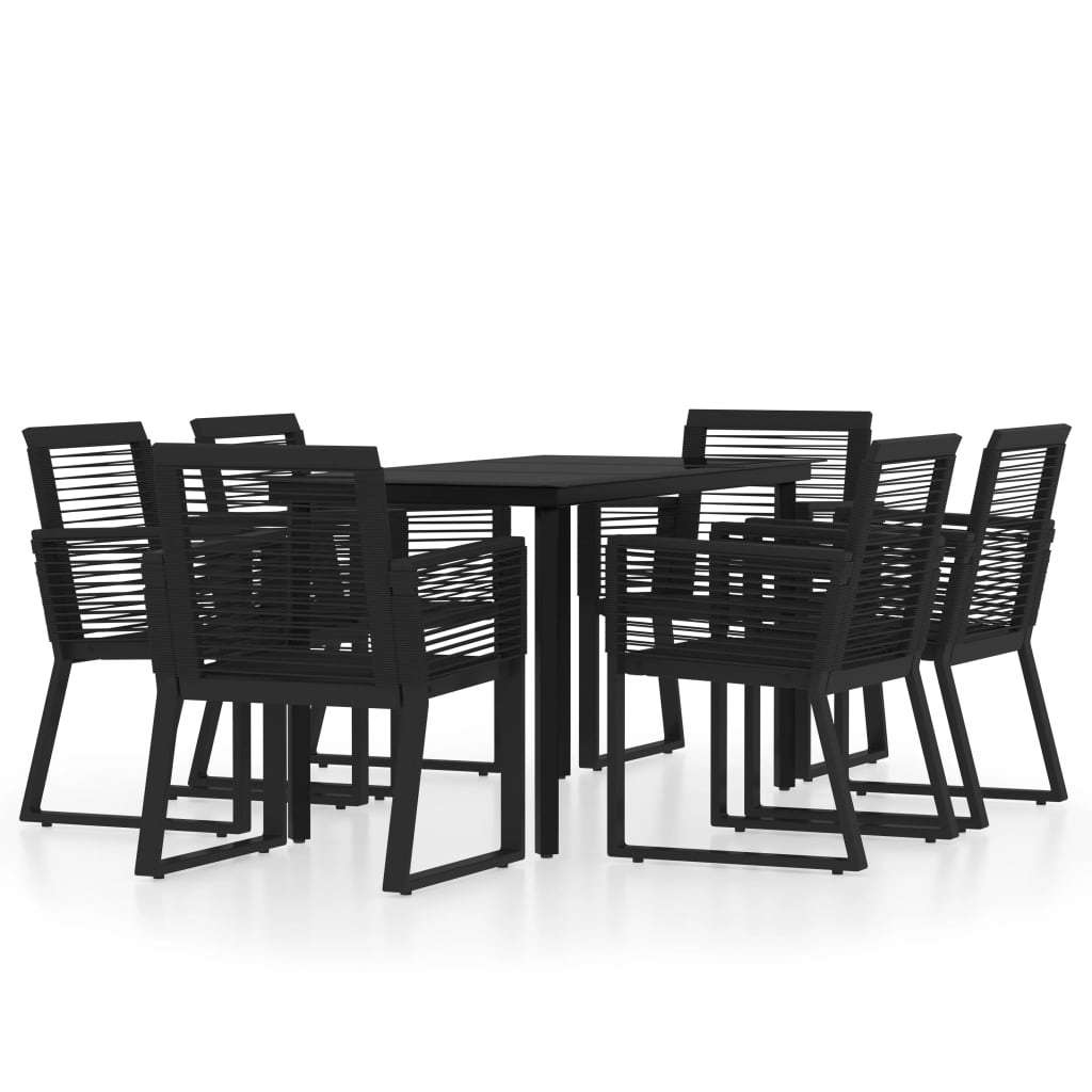 vidaXL 7 Piece Garden Dining Set Black