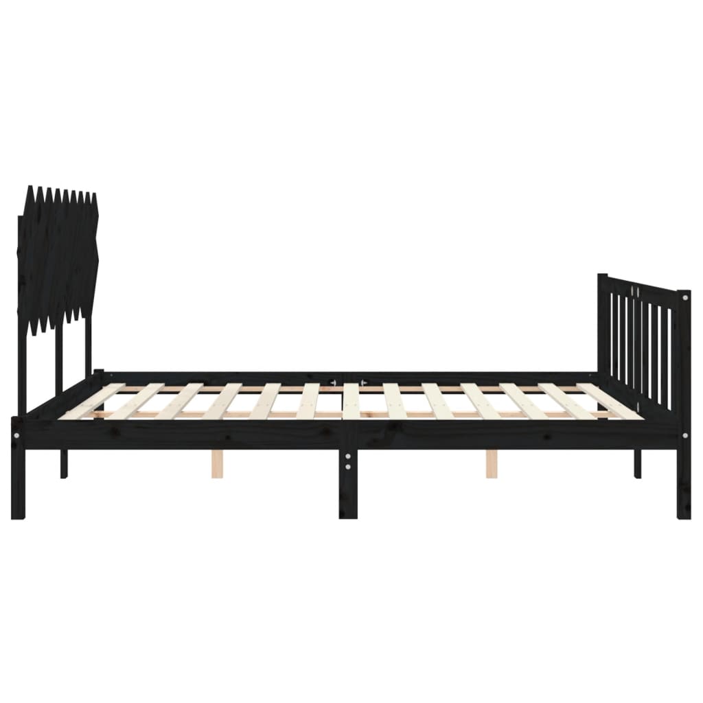 vidaXL Bed Frame without Mattress Black Super King Size Solid Wood Pine