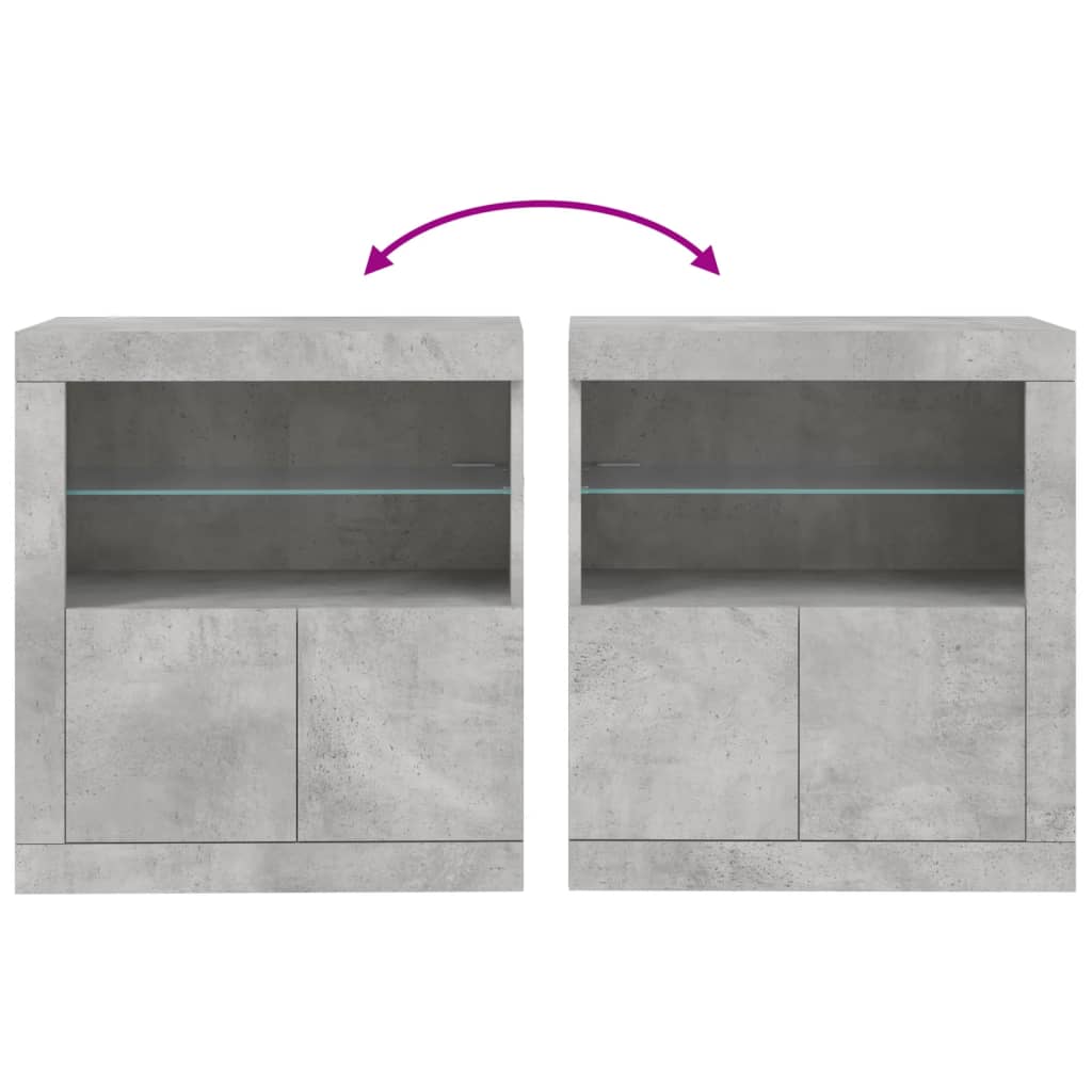 vidaXL Sideboard with LED Lights Concrete Grey 60.5x37x67 cm