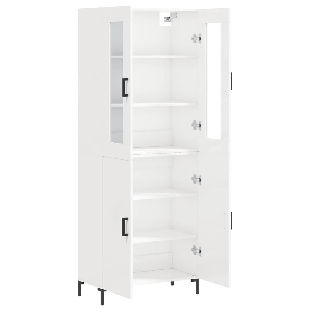 vidaXL Highboard High Gloss White 69.5x34x180 cm Engineered Wood