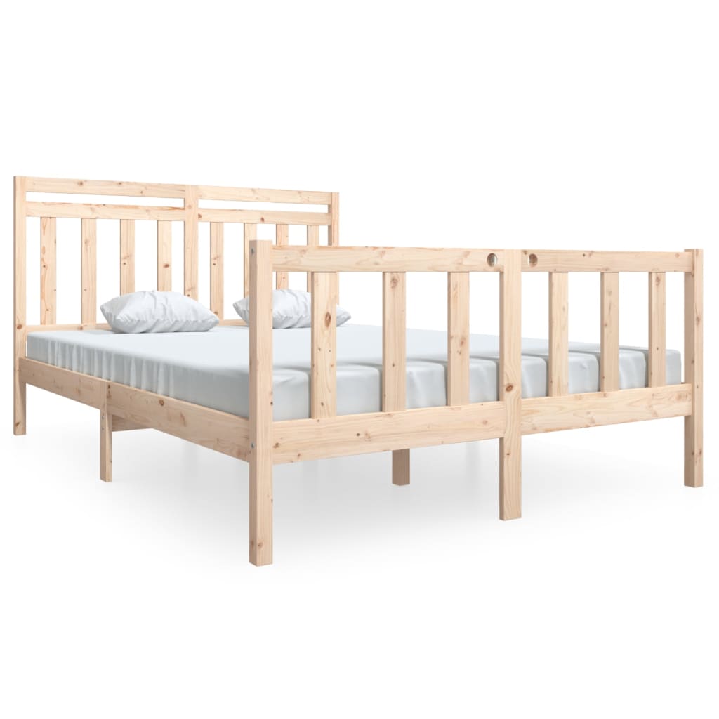 vidaXL Bed Frame without Mattress Solid Wood 140x190 cm (810062+814094)