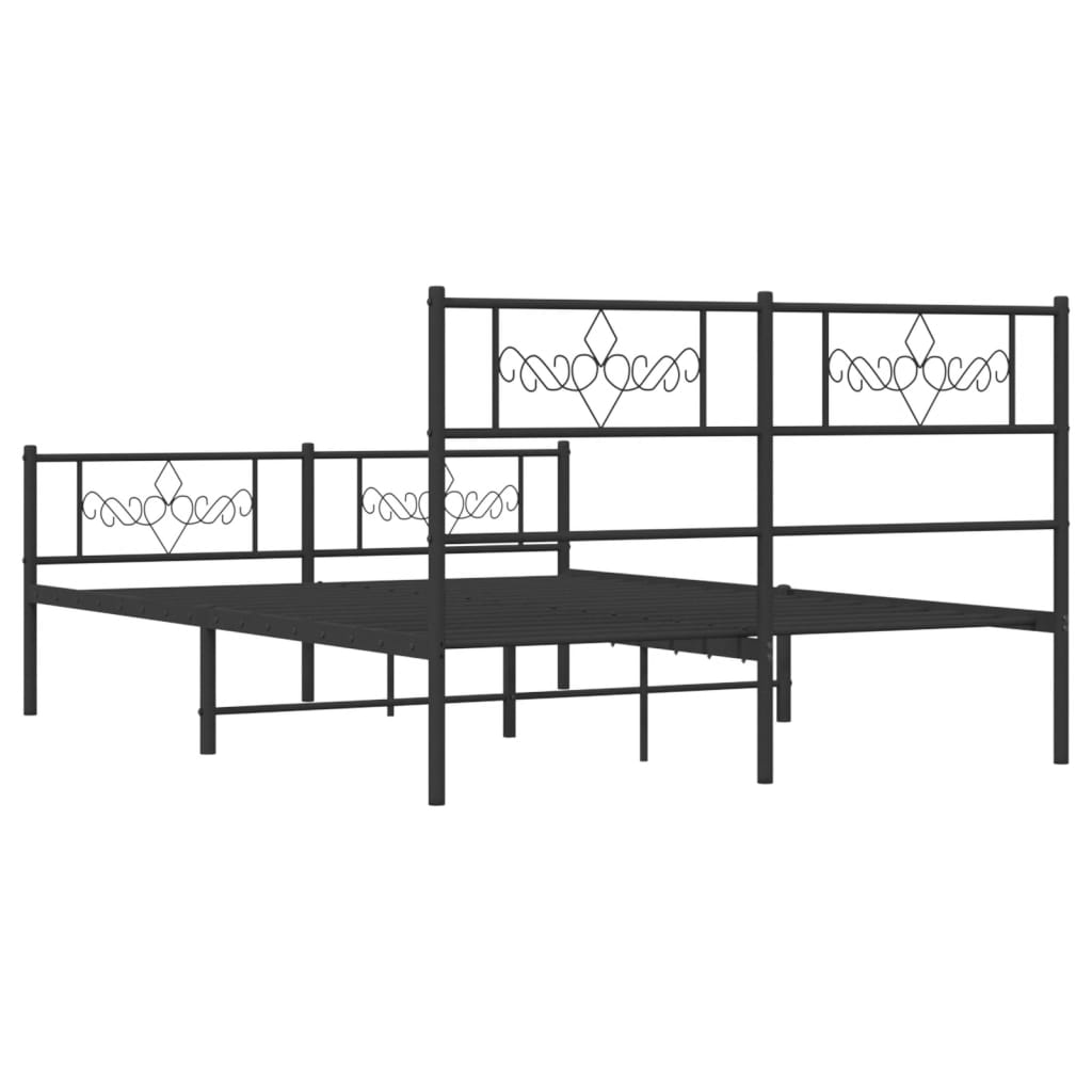 vidaXL Metal Bed Frame without Mattress with Footboard Black 120x200 cm