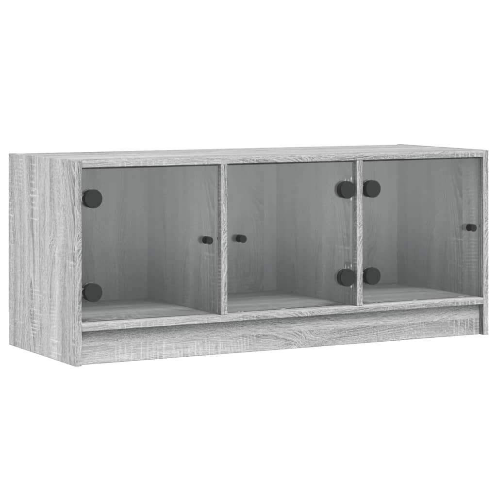 vidaXL TV Cabinet with Glass Doors Grey Sonoma 102x37x42 cm