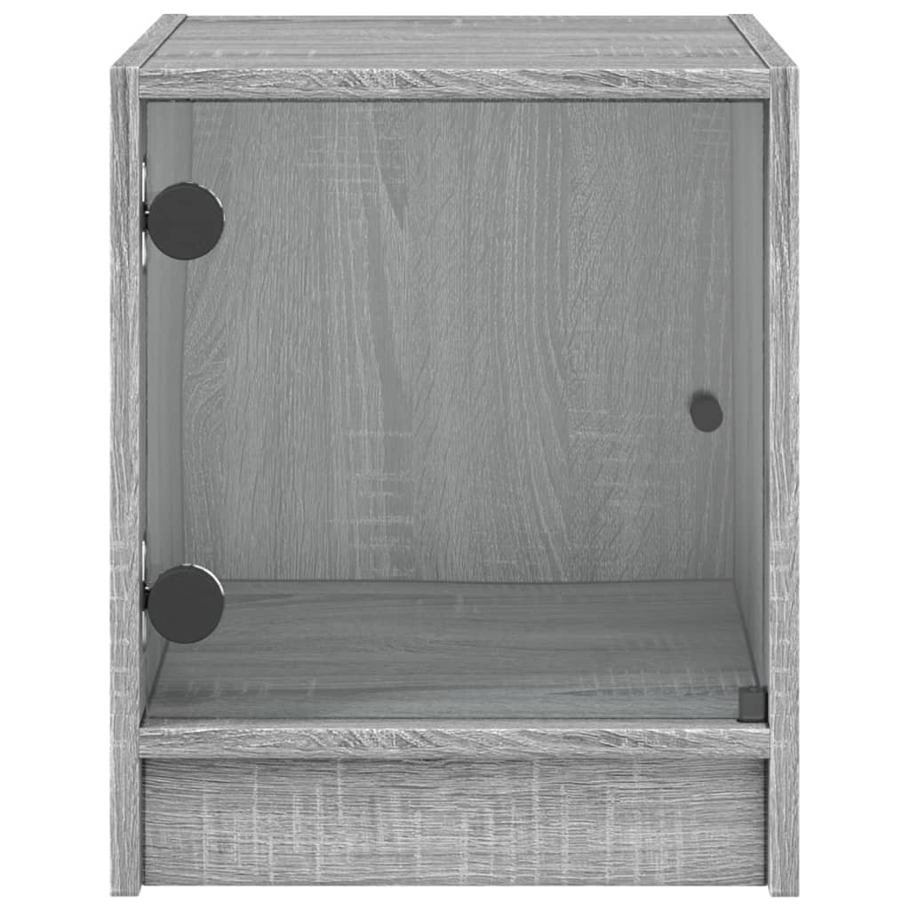 vidaXL Bedside Cabinets with Glass Doors 2 pcs Grey Sonoma 35x37x42 cm