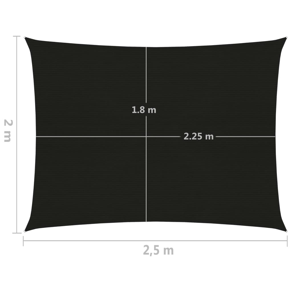 vidaXL Sunshade Sail 160 g/m² Black 2x2.5 m HDPE