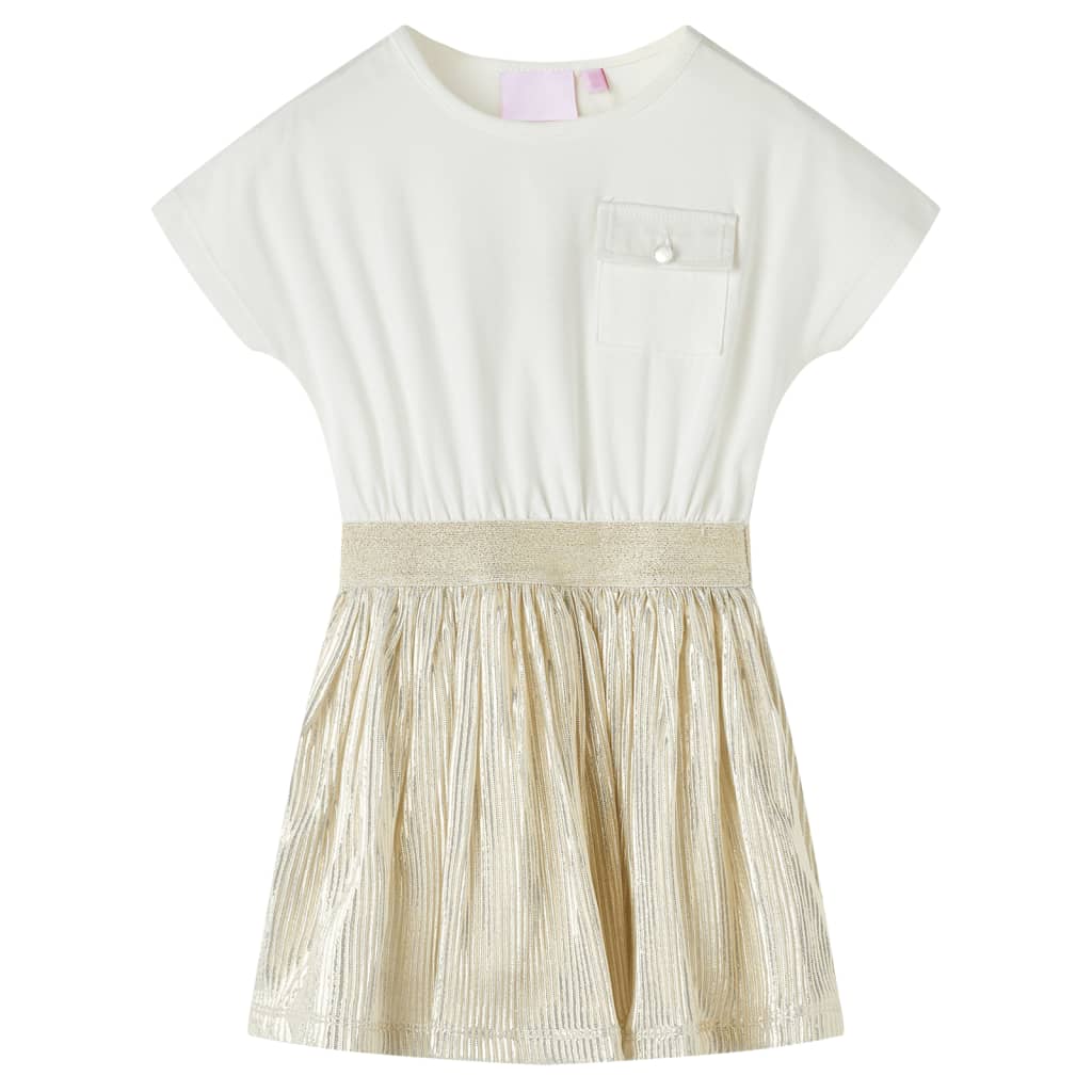 Kids' Dress with Short Sleeves Ecru 116