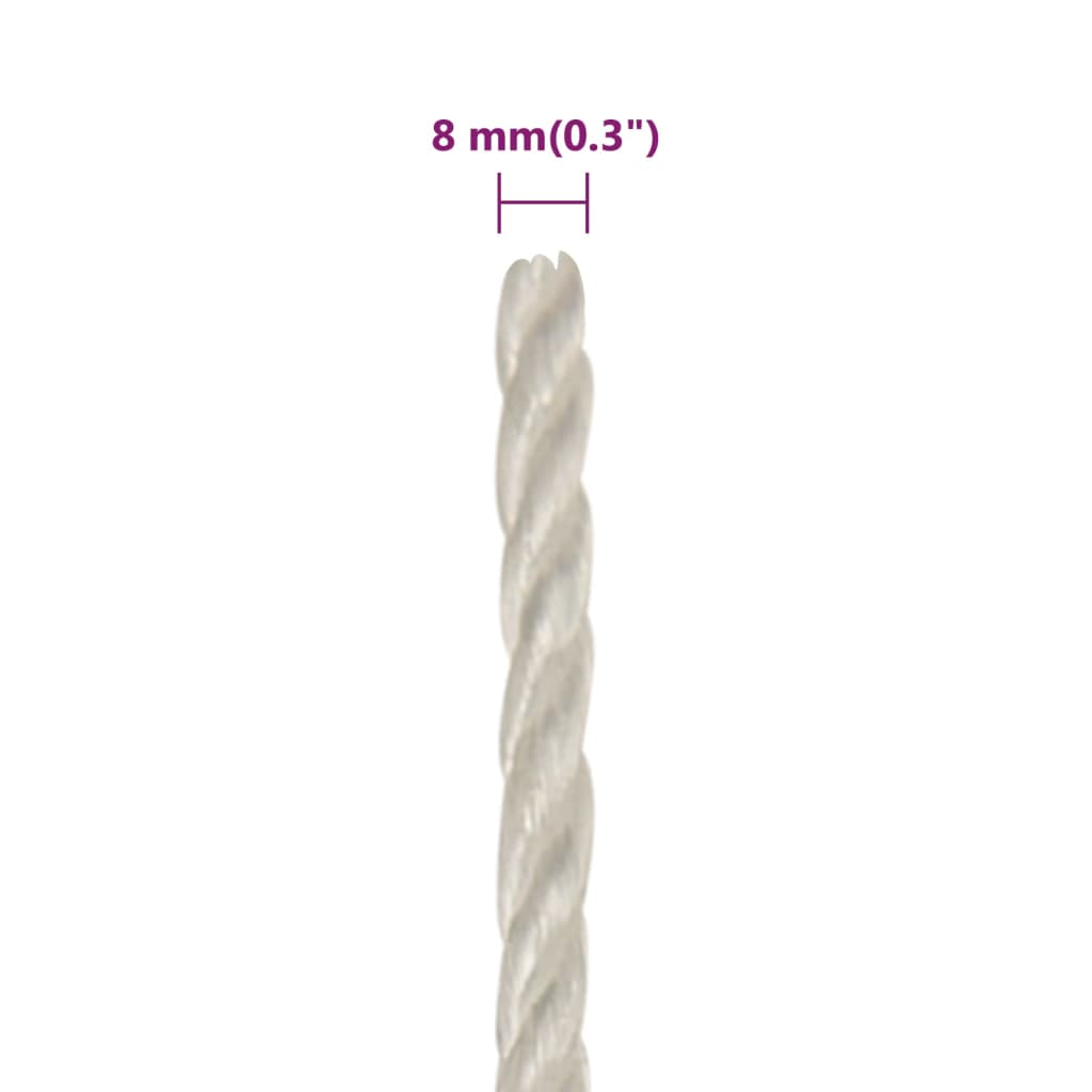 vidaXL Work Rope White 8 mm 25 m Polypropylene