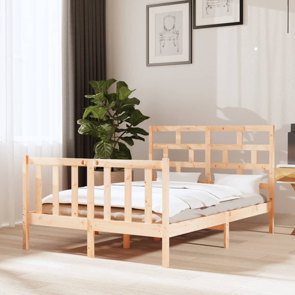 vidaXL Bed Frame without Mattress Solid Wood 140x190 cm (810062+814194)