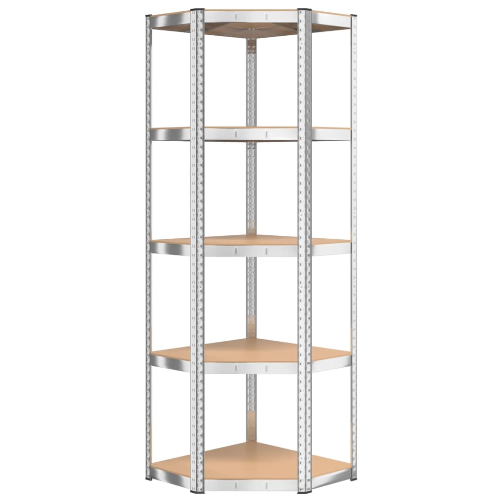 vidaXL 5-Layer Shelves 5 pcs Silver Steel&Engineered Wood