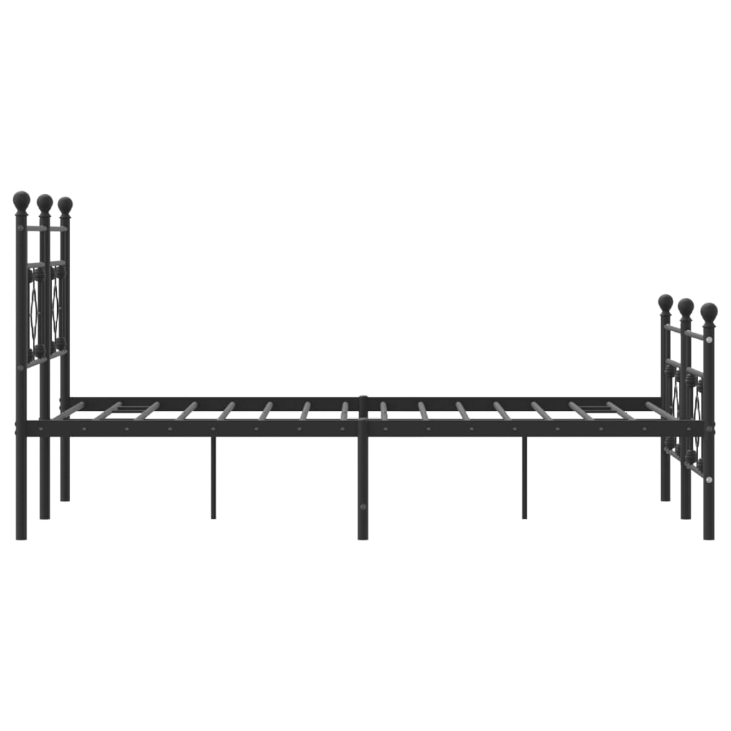 vidaXL Metal Bed Frame without Mattress with Footboard Black 140x200 cm