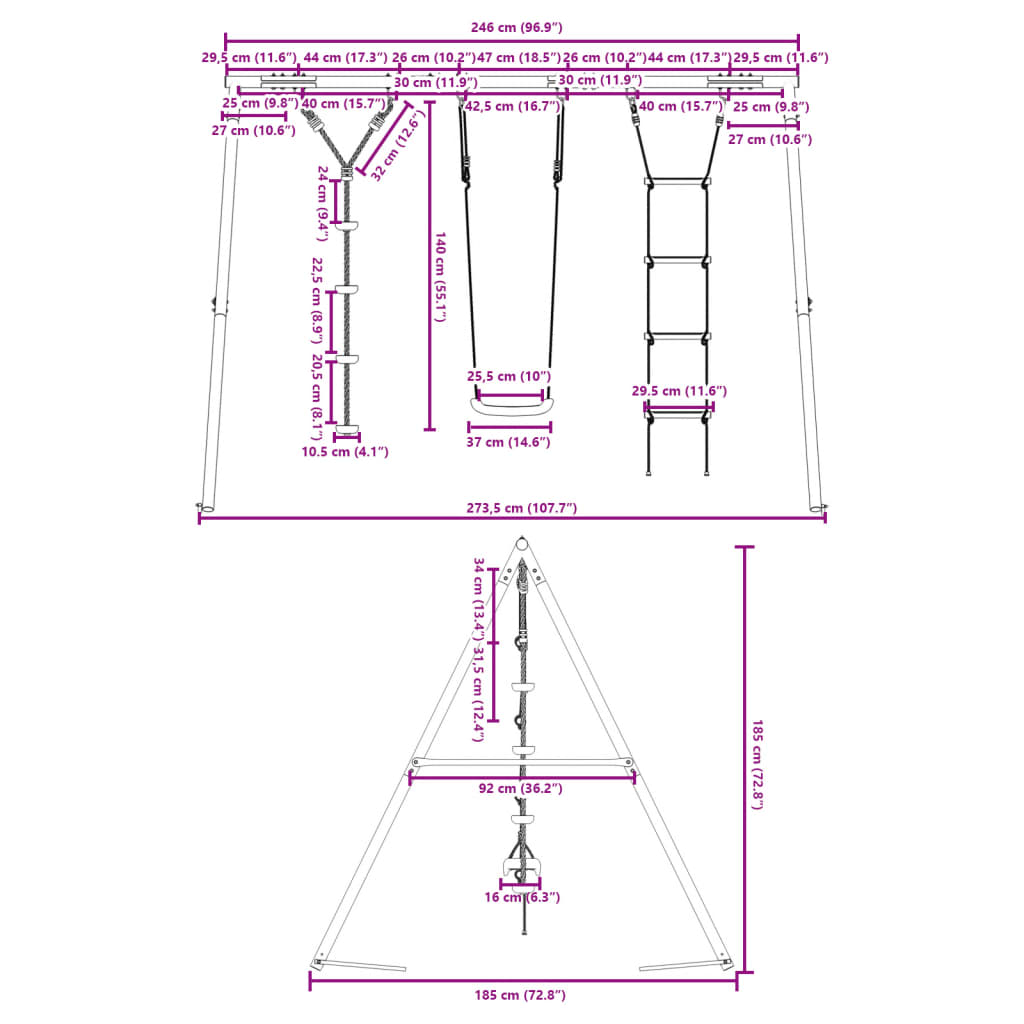 vidaXL Outdoor Swing Set with Swing. Ladder. Disc Swing