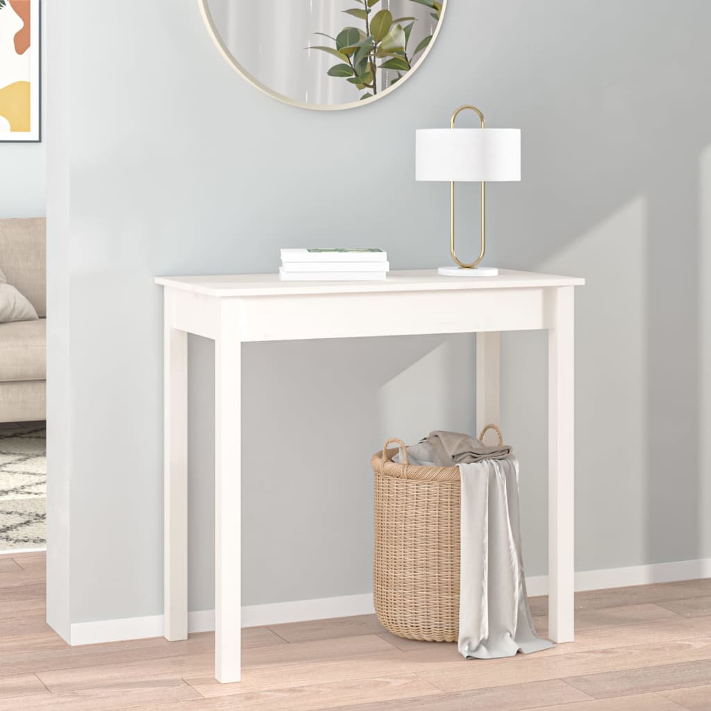 vidaXL Console Table White 80x40x75 cm Solid Wood Pine