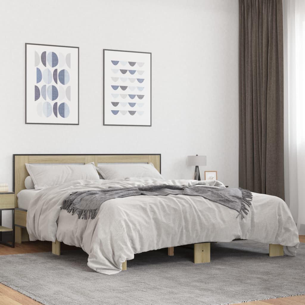 vidaXL Bed Frame without Mattress Sonoma Oak 150x200 cm King Size