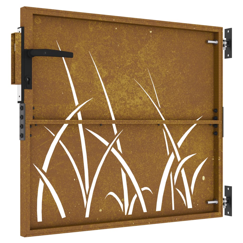 vidaXL Garden Gate 85x100 cm Corten Steel Grass Design