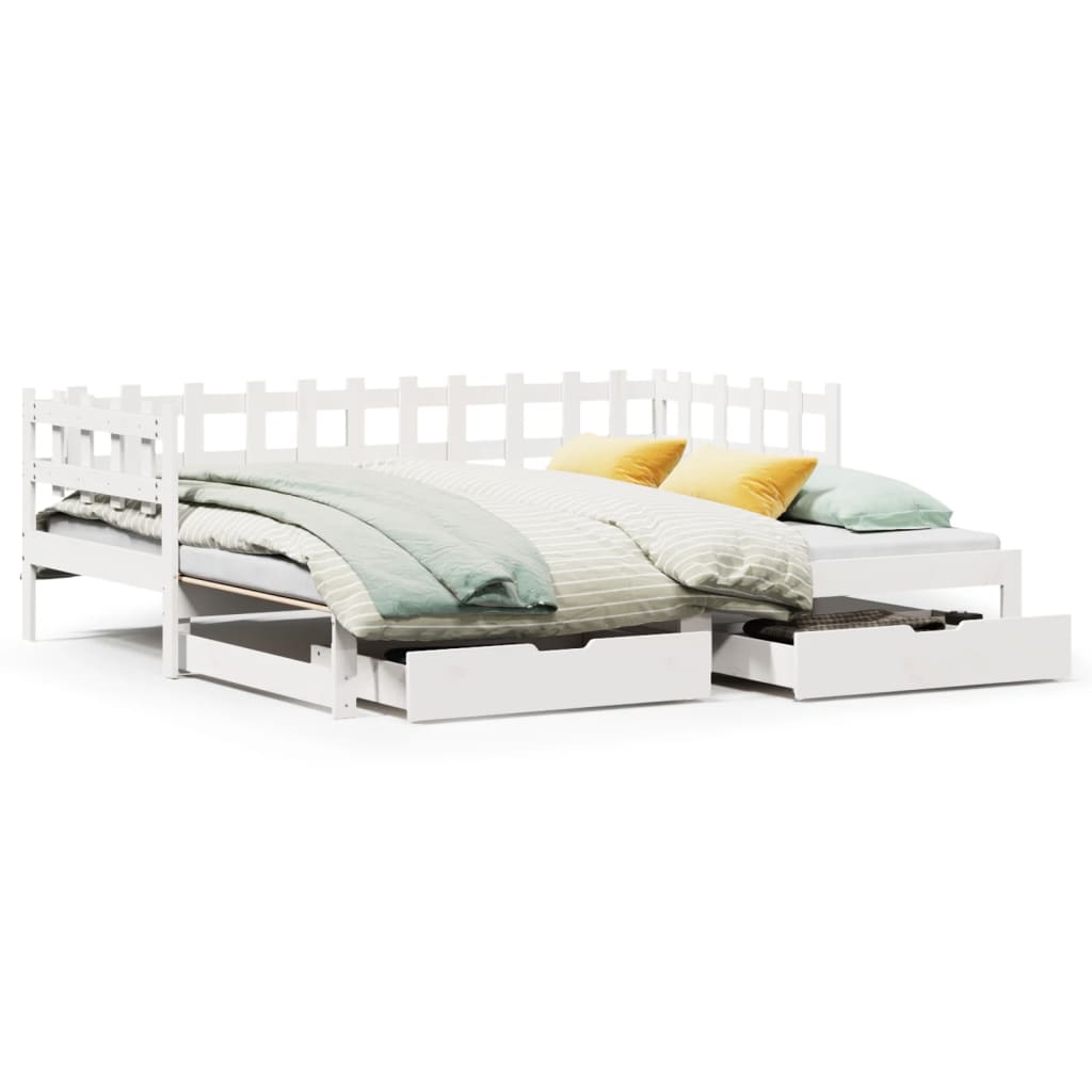 vidaXL Daybed with Trundle and Drawers without Mattress White 80x200 cm