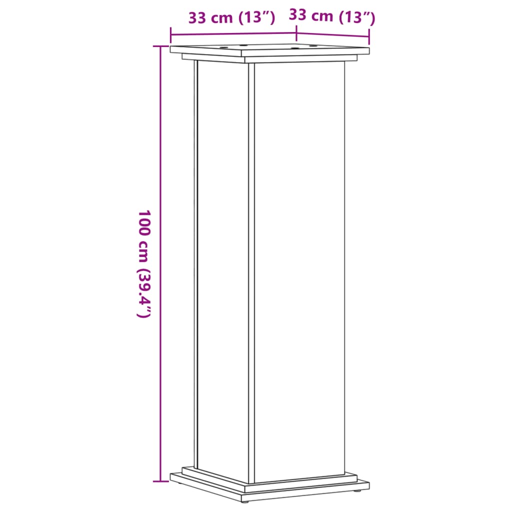 vidaXL Plant Stand Artisan Oak 33x33x100 cm Engineered Wood