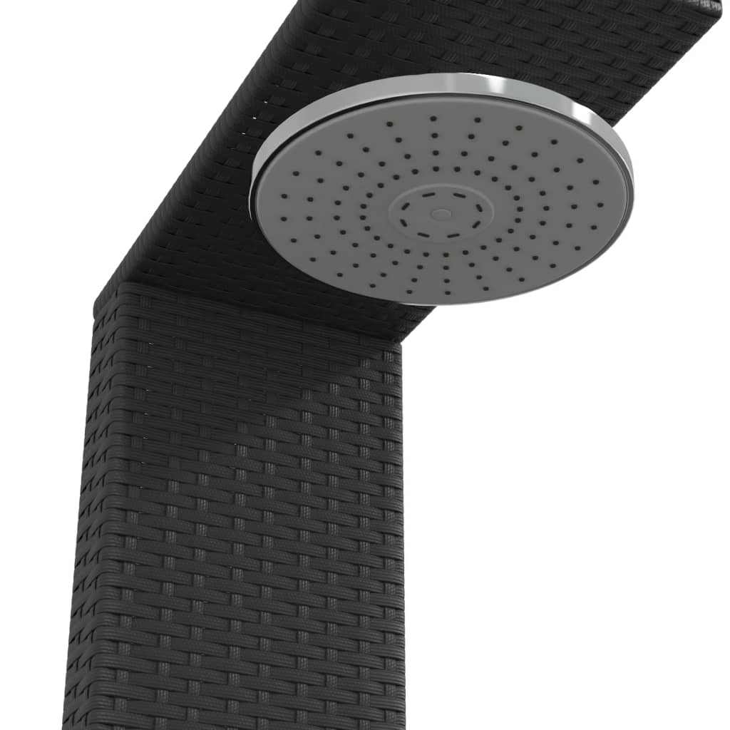 vidaXL Outdoor Shower Black 100x100x241.5 cm Poly Rattan and Acacia Wood