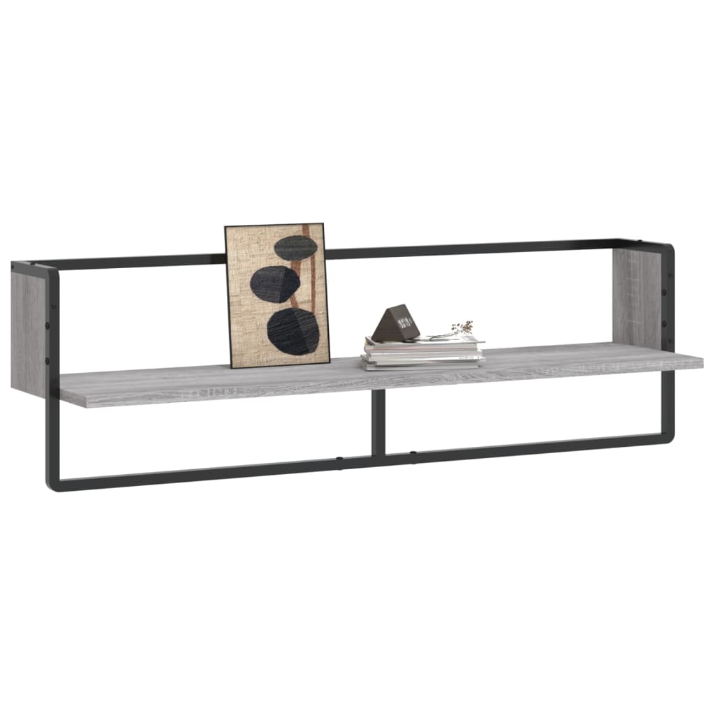 vidaXL Wall Shelf with Bar Grey Sonoma 100x25x30 cm