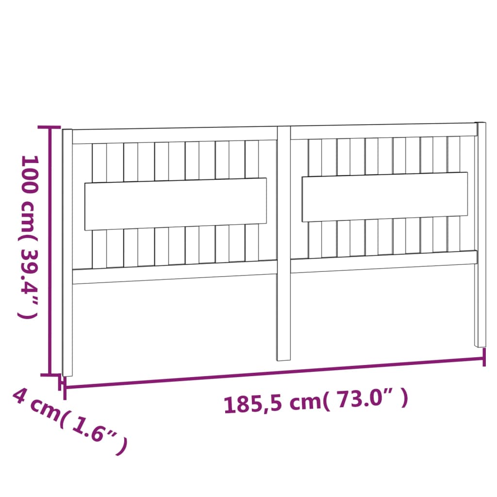 vidaXL Bed Headboard White 185.5x4x100 cm Solid Wood Pine