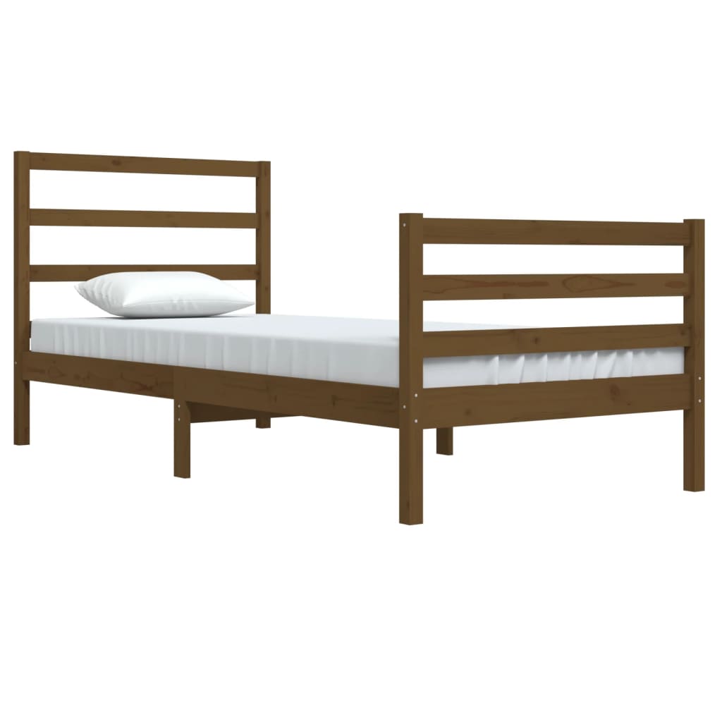 vidaXL Bed Frame without Mattress Honey Brown Solid Wood Pine 90x200 cm