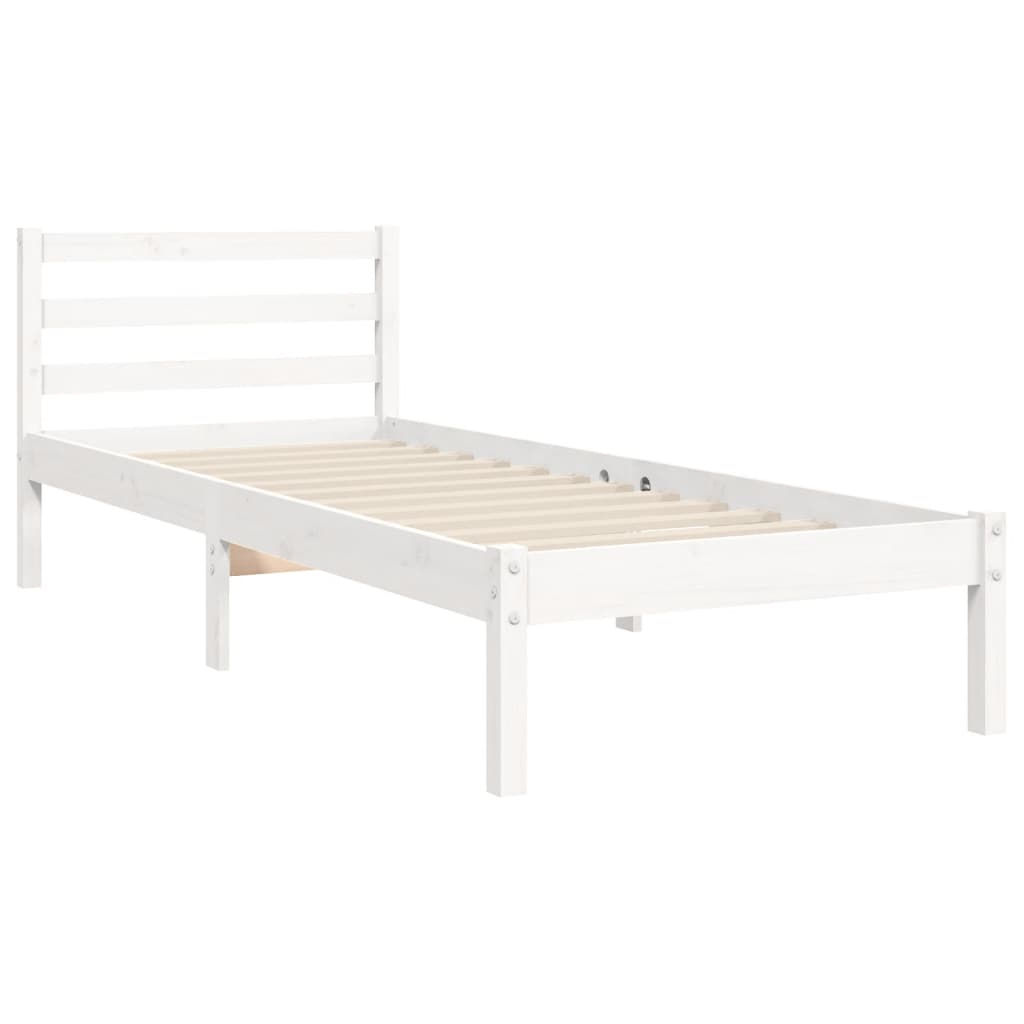 vidaXL Bed Frame without Mattress White Small Single Solid Wood