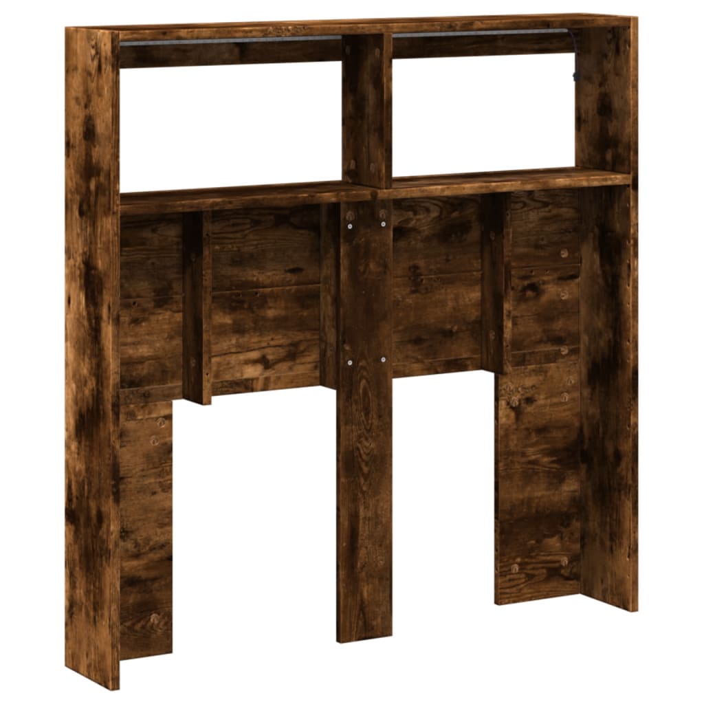 vidaXL Headboard Cabinet with LED Smoked Oak 100x17x102 cm