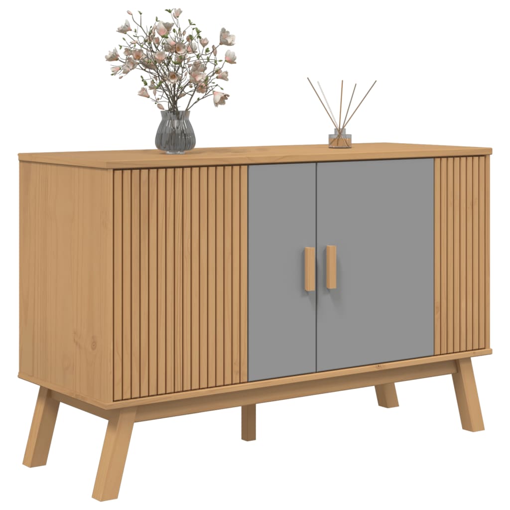 vidaXL Sideboard OLDEN Grey and Brown 114x43x73.5 cm Solid Wood Pine