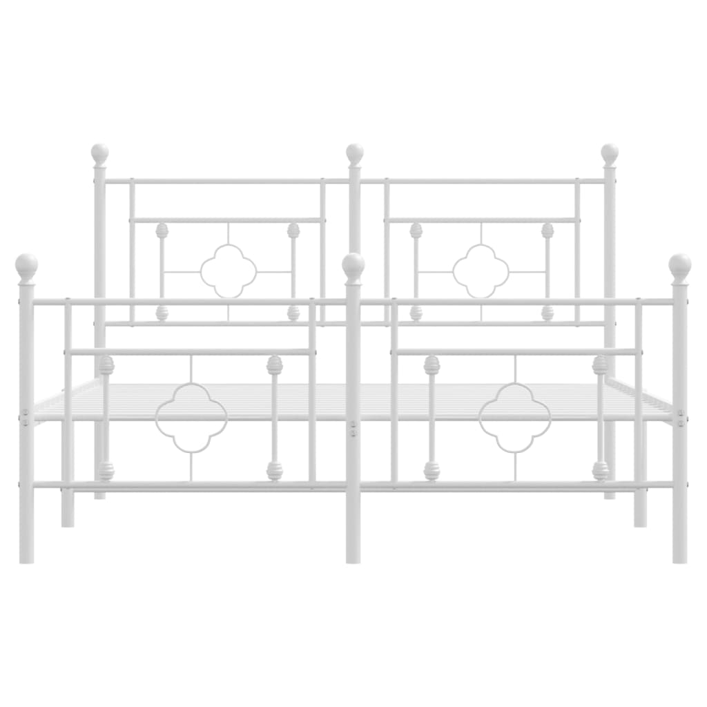 vidaXL Metal Bed Frame without Mattress with Footboard White 140x200 cm