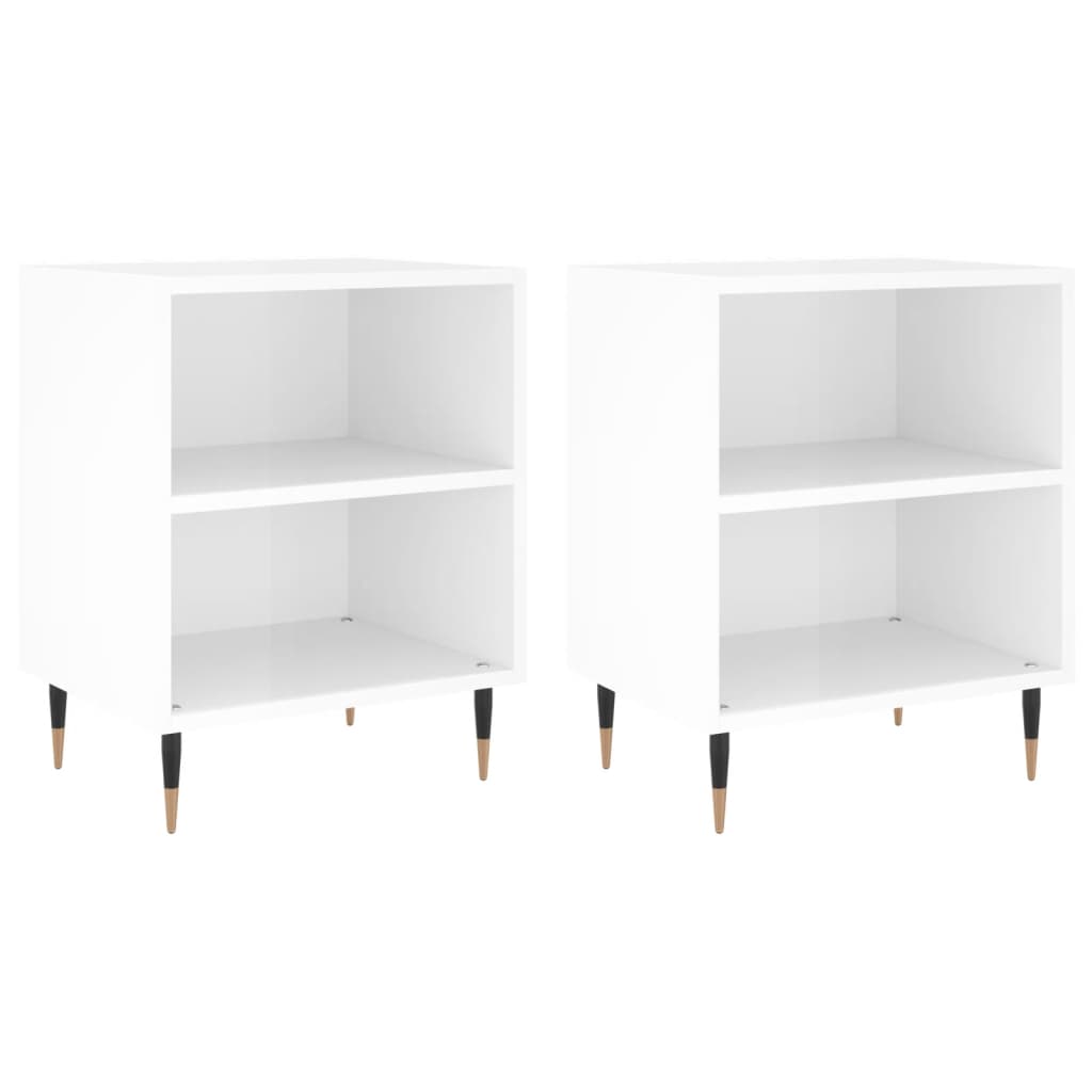 vidaXL Bedside Cabinets 2 pcs High Gloss White 40x30x50 cm Engineered Wood