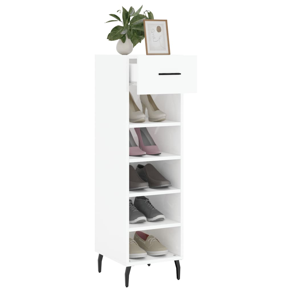 vidaXL Shoe Cabinet High Gloss White 30x35x105 cm Engineered Wood