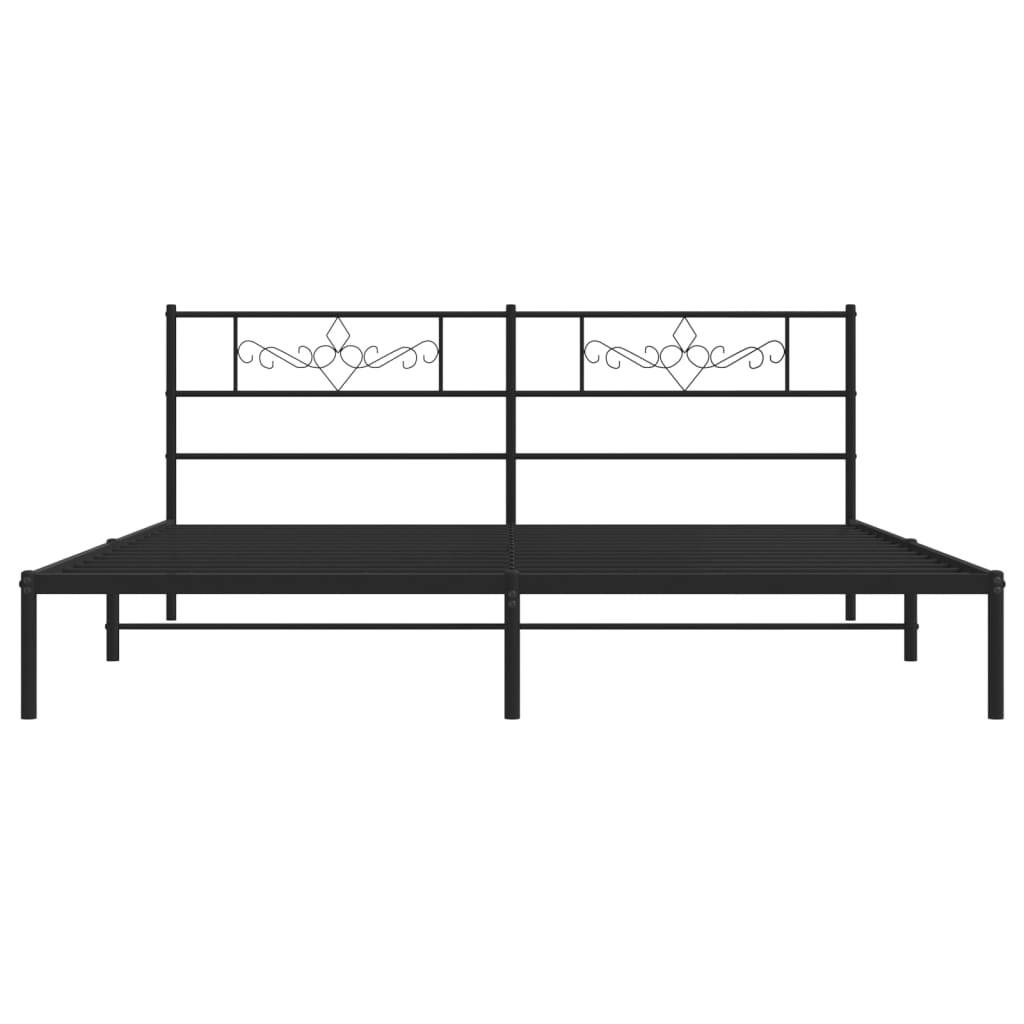 vidaXL Metal Bed Frame without Mattress with Headboard Black 193x203 cm