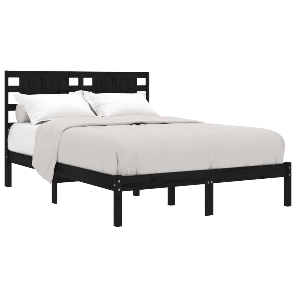 vidaXL Bed Frame without Mattress Black 180x200 cm Super King Solid Wood