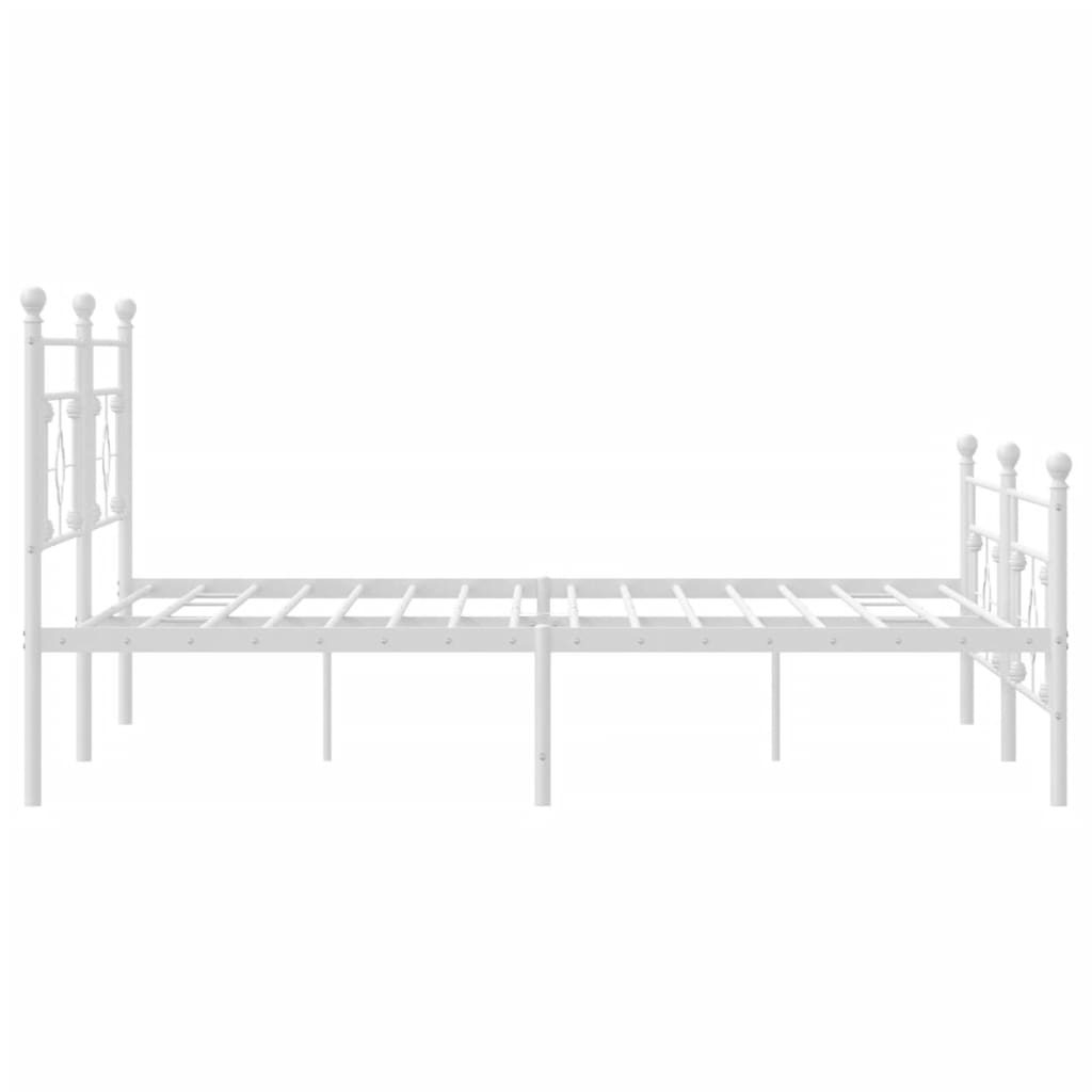 vidaXL Metal Bed Frame without Mattress with Footboard White 200x200 cm