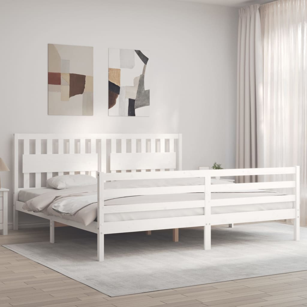 vidaXL Bed Frame without Mattress White 200x200 cm Solid Wood