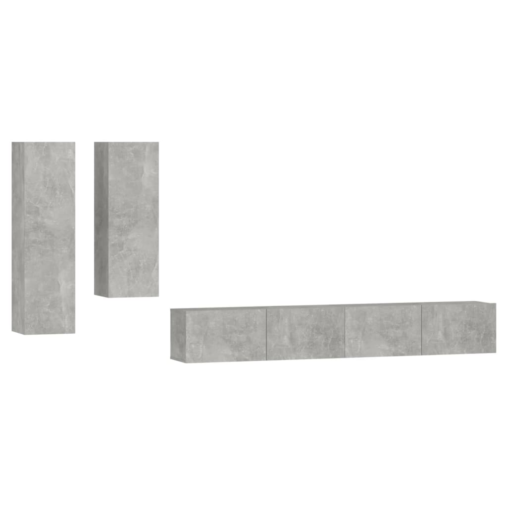 vidaXL 4 Piece TV Cabinet Set Concrete Grey Engineered Wood