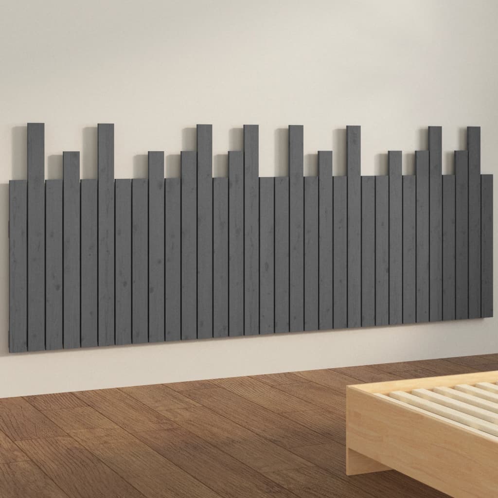 vidaXL Wall Headboard Grey 204x3x80 cm Solid Wood Pine