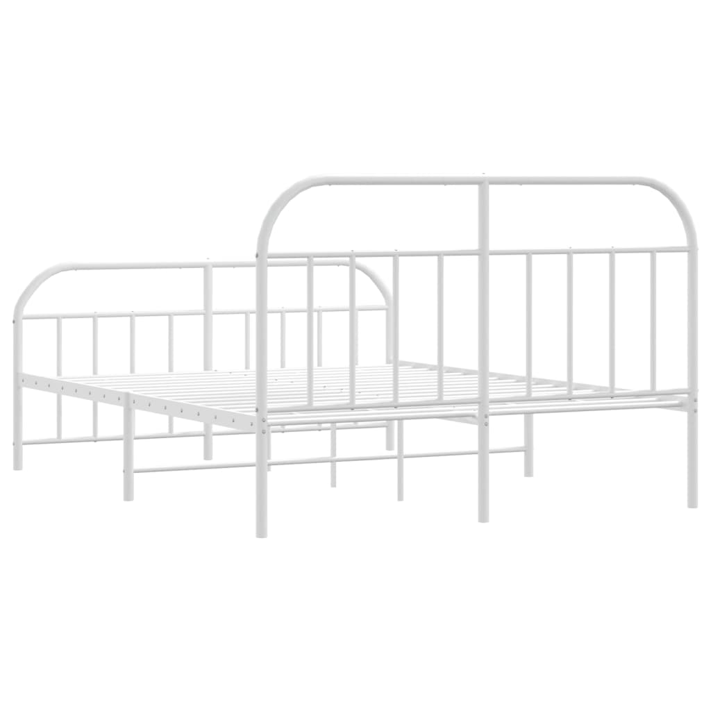 vidaXL Metal Bed Frame without Mattress with Footboard White 150x200 cm King Size