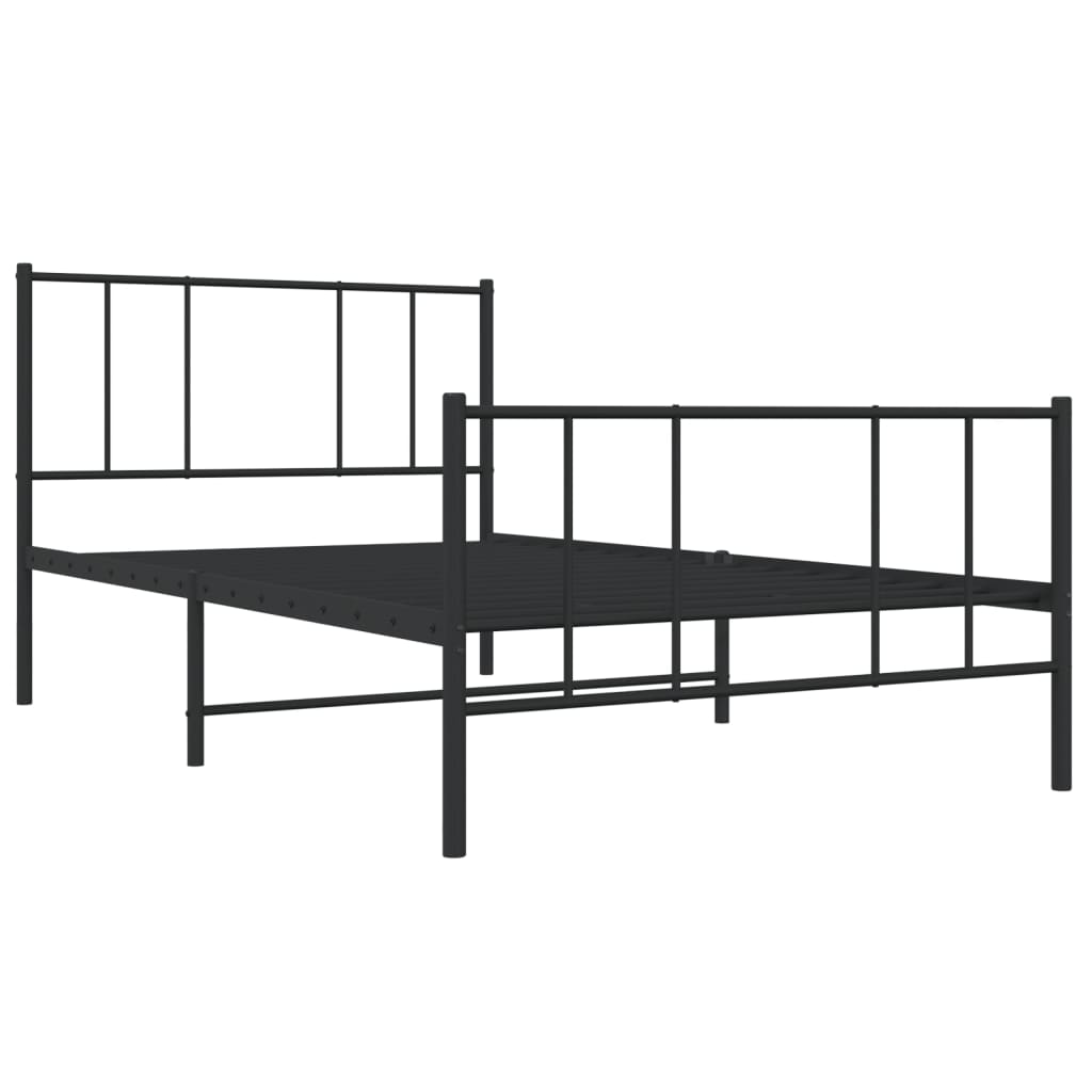 vidaXL Metal Bed Frame without Mattress with Footboard Black 100x190 cm