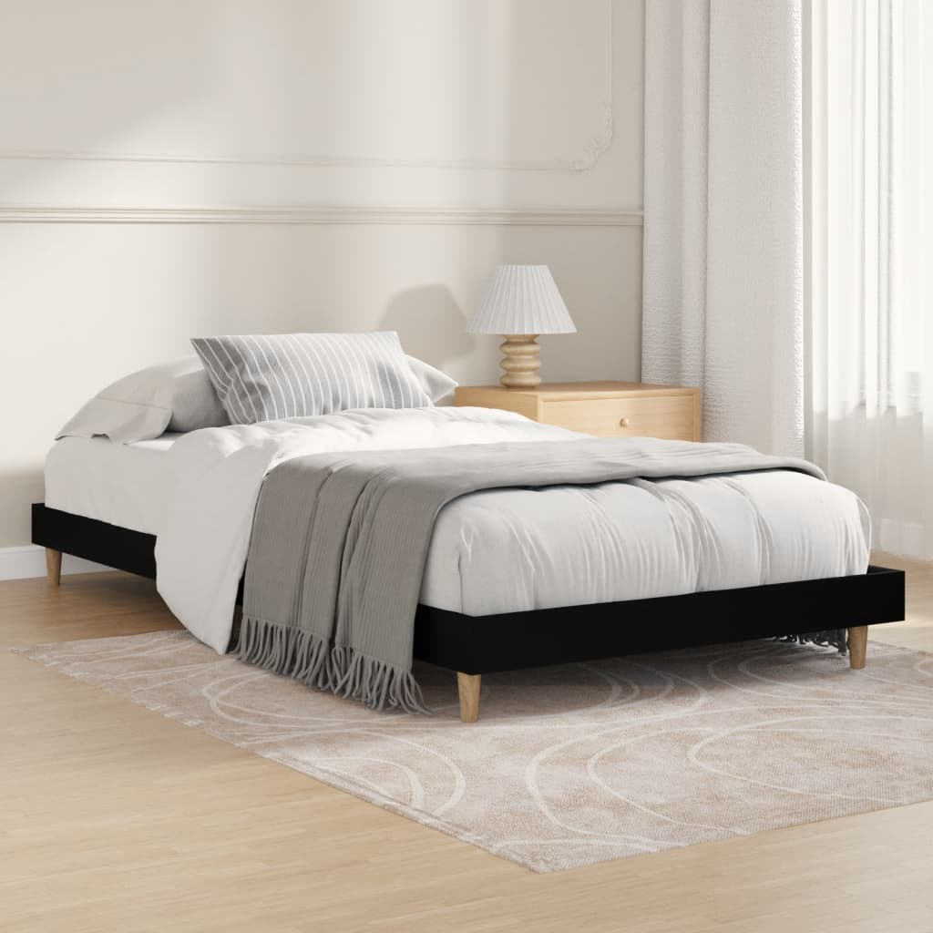 vidaXL Bed Frame without Mattress Black 90x200 cm Engineered Wood