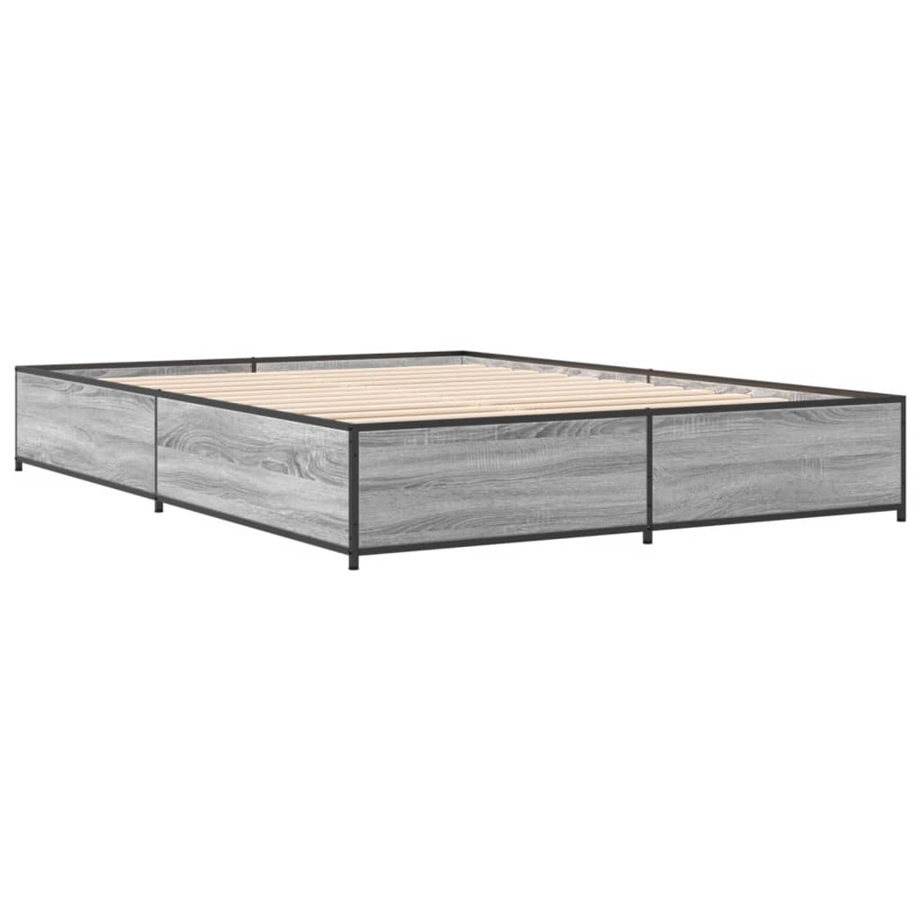 vidaXL Bed Frame without Mattress Grey Sonoma 140x200 cm