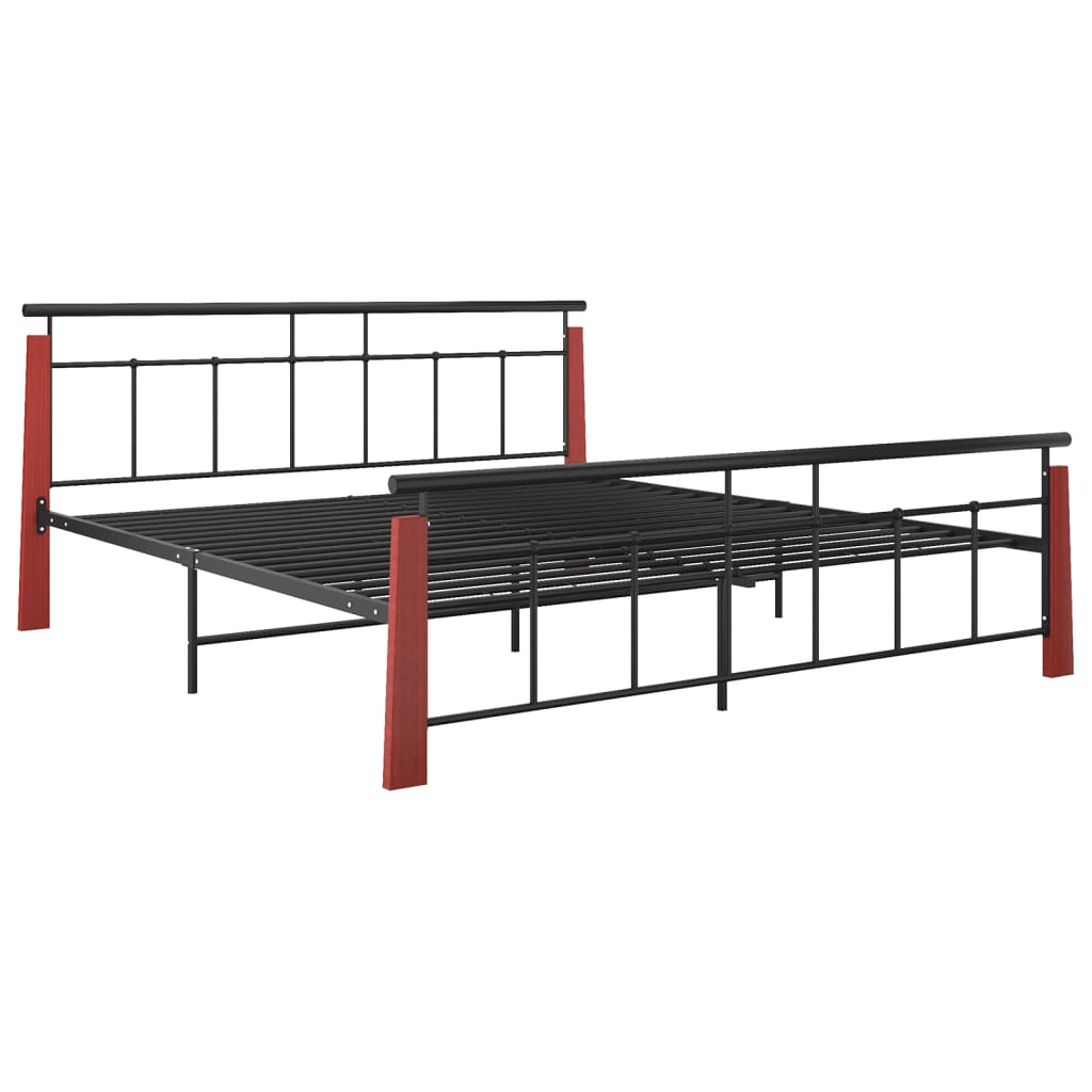 vidaXL Bed Frame without Mattress Metal and Solid Oak Wood 180x200 cm Super King