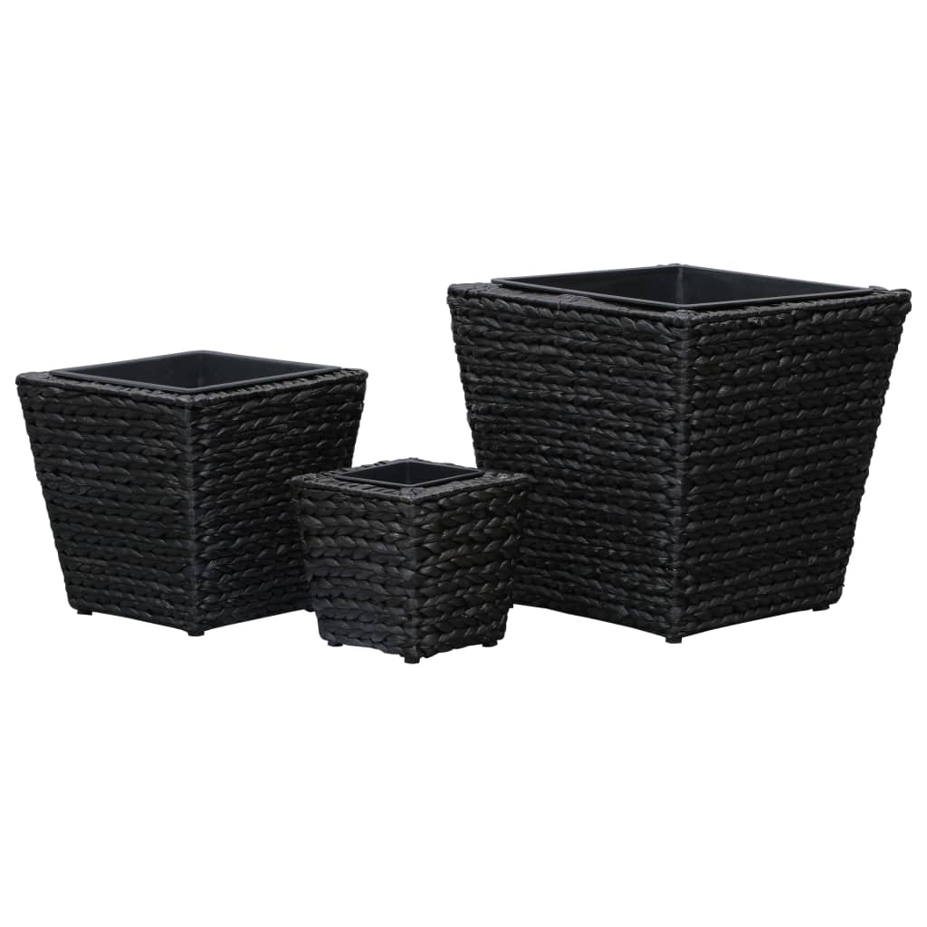 vidaXL Raised Beds 3 pcs Water Hyacinth Black