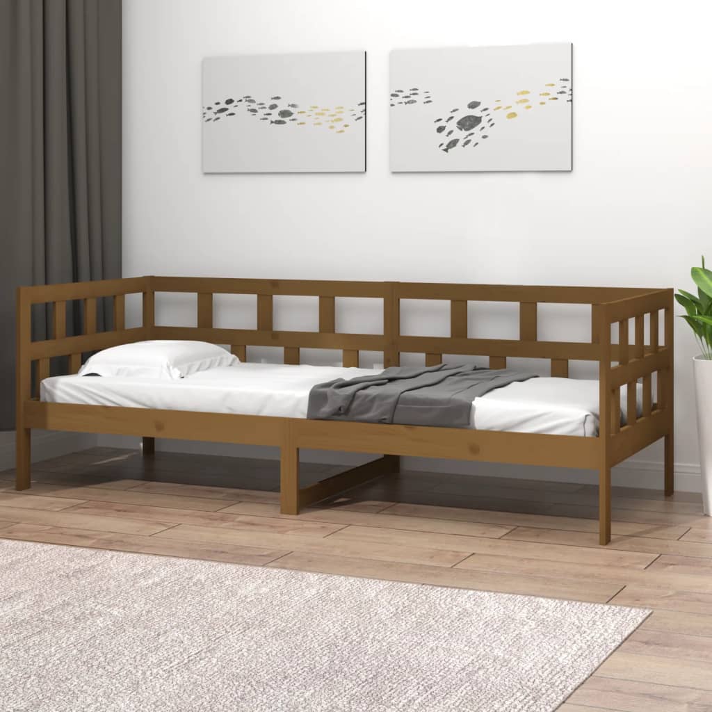 vidaXL Day Bed without Mattress Honey Brown Solid Wood Pine 90x190 cm Single