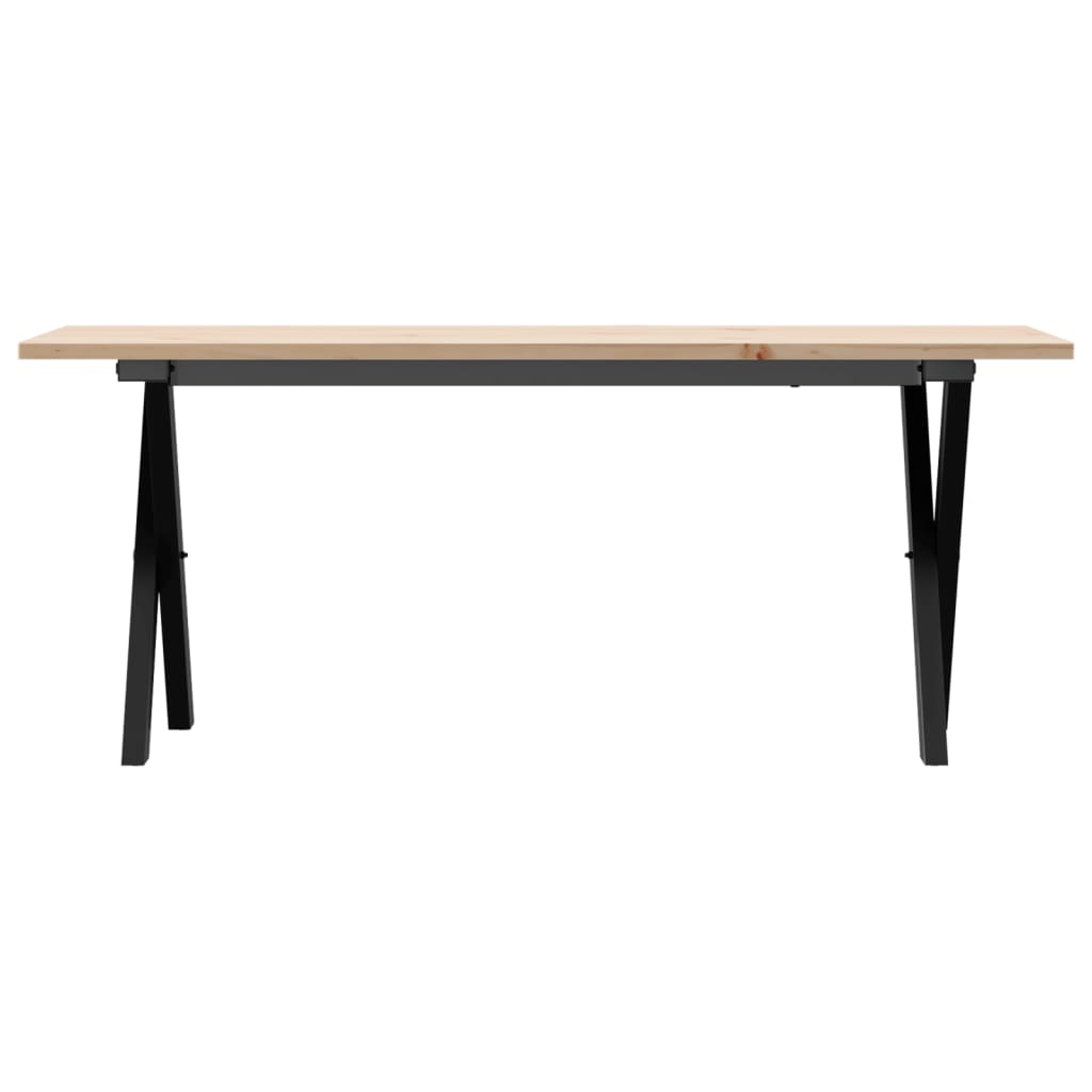 vidaXL Coffee Table X-Frame 110x40x45 cm Solid Wood Pine and Cast Iron