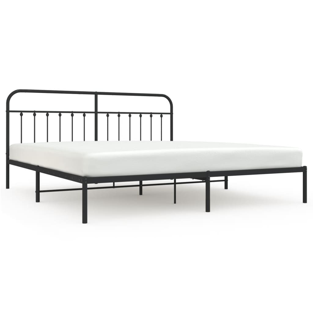 vidaXL Metal Bed Frame without Mattress with Headboard Black 193x203 cm