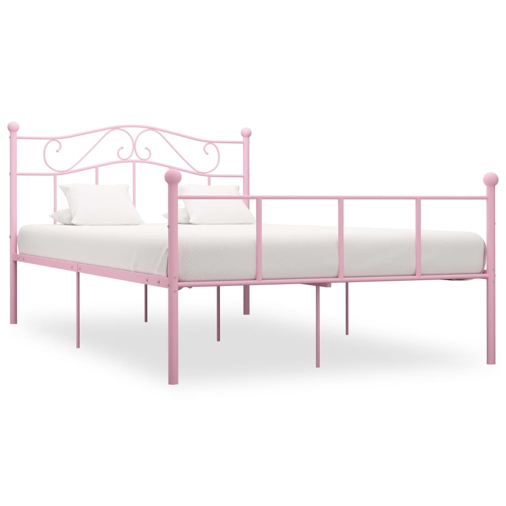 vidaXL Bed Frame without Mattress Pink Metal 120x200 cm