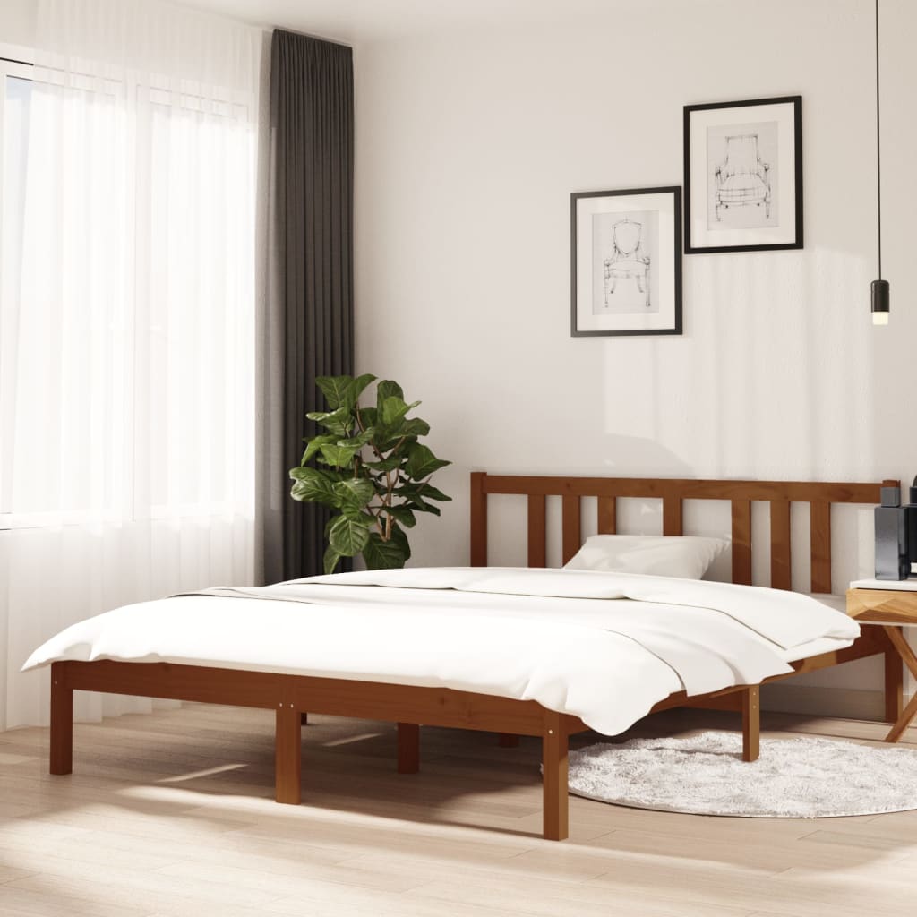 vidaXL Bed Frame without Mattress Honey Brown Solid Wood 140x190 cm