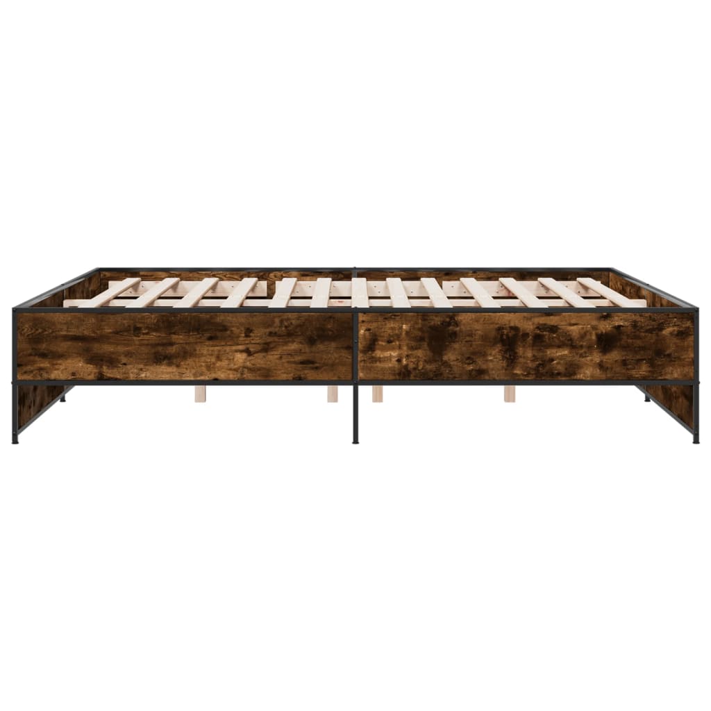 vidaXL Bed Frame without Mattress Smoked Oak 200x200 cm