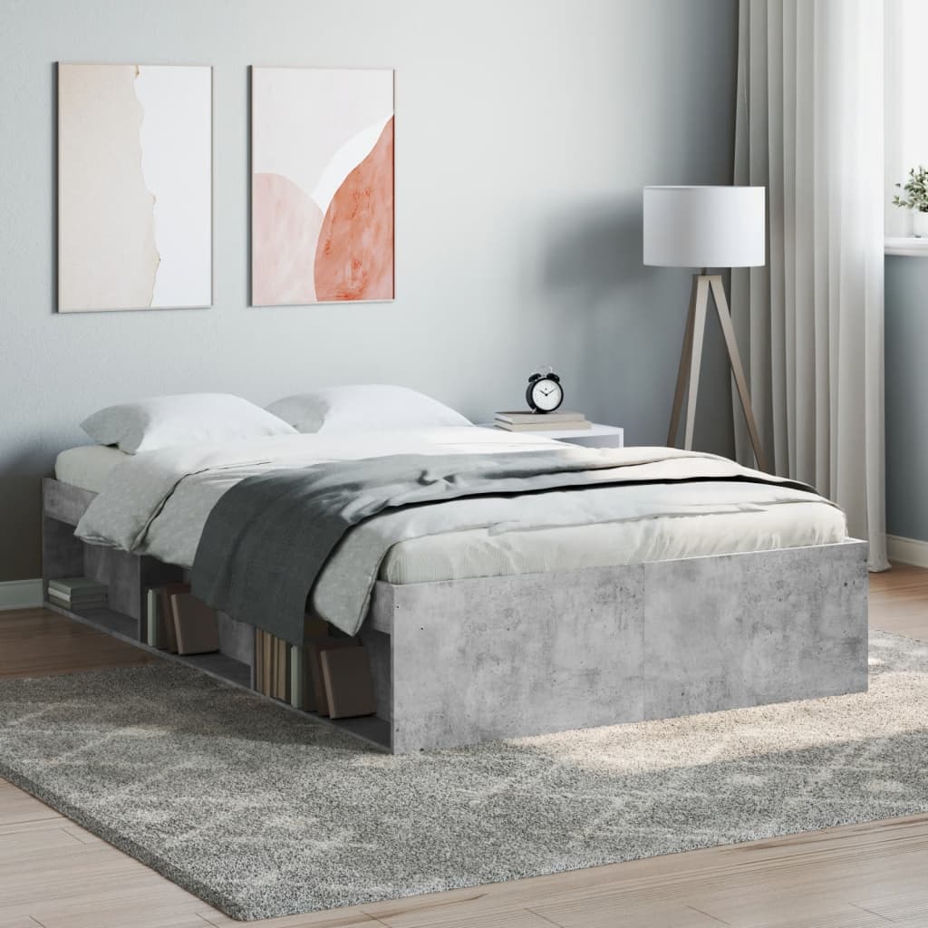 vidaXL Bed Frame without Mattress Concrete Grey 120x190 cm Small Double